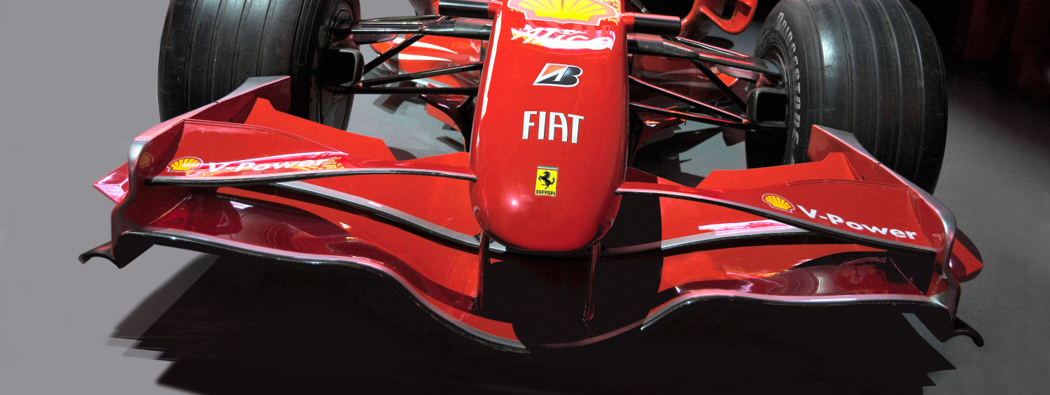 The nose cone of our handbuilt Ferrari F1 showcar